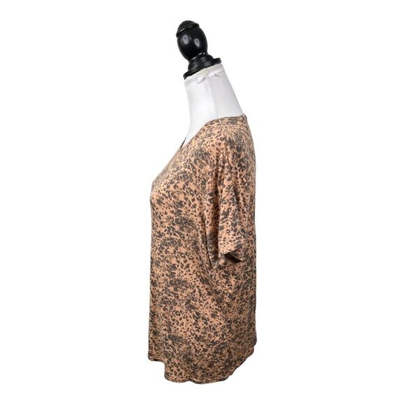 Nine West Blouse Knit Top Plus XXL Animal Print Multicolored Short Sleeves Shirt - Picture 7 of 9